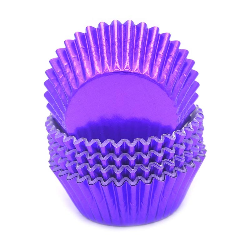 Mombake Standard Purple Foil Cupcake Liners Muffin Baking Cups for Party and More, 100-Count - Image 1